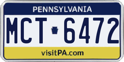 PA license plate MCT6472