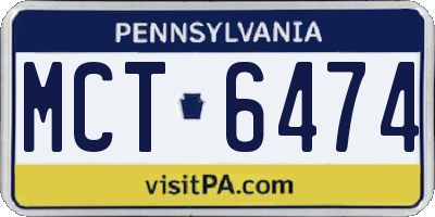 PA license plate MCT6474