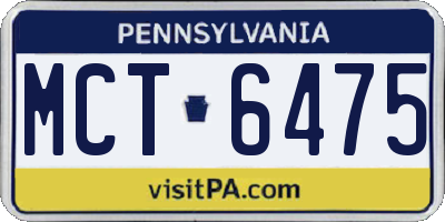 PA license plate MCT6475