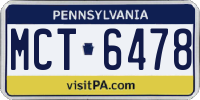 PA license plate MCT6478