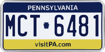 PA license plate MCT6481
