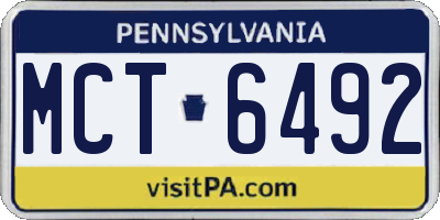 PA license plate MCT6492
