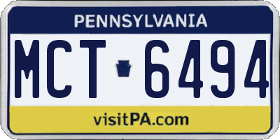 PA license plate MCT6494
