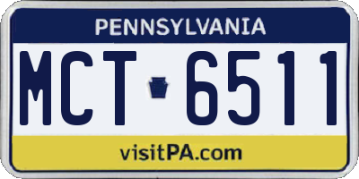 PA license plate MCT6511