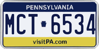 PA license plate MCT6534
