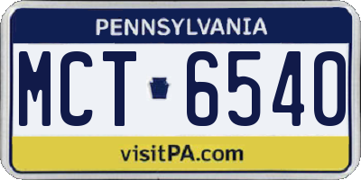 PA license plate MCT6540