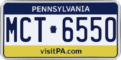 PA license plate MCT6550