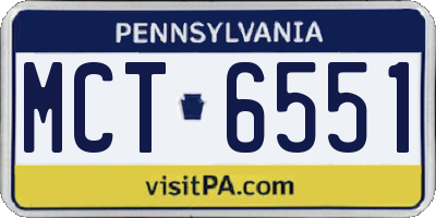 PA license plate MCT6551