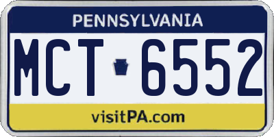 PA license plate MCT6552