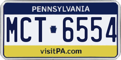PA license plate MCT6554