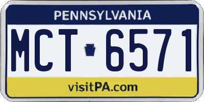 PA license plate MCT6571