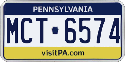 PA license plate MCT6574