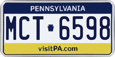 PA license plate MCT6598