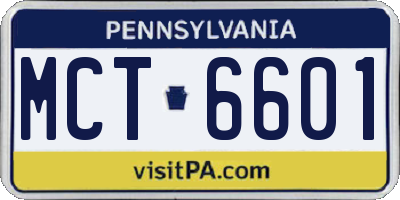 PA license plate MCT6601