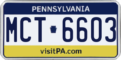 PA license plate MCT6603