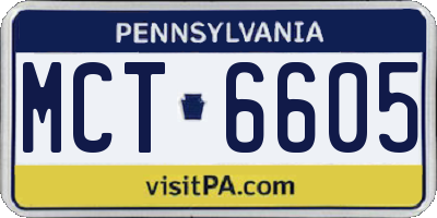PA license plate MCT6605