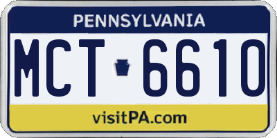 PA license plate MCT6610