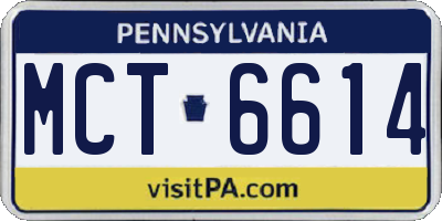 PA license plate MCT6614