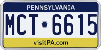 PA license plate MCT6615