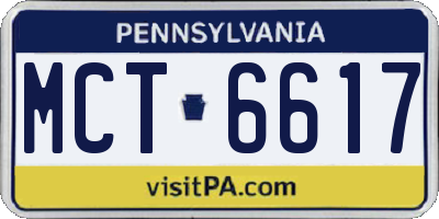 PA license plate MCT6617