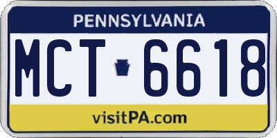 PA license plate MCT6618