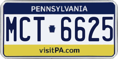 PA license plate MCT6625