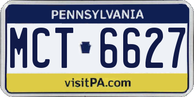 PA license plate MCT6627