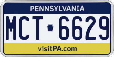 PA license plate MCT6629