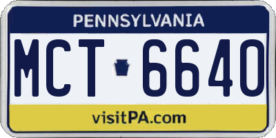 PA license plate MCT6640
