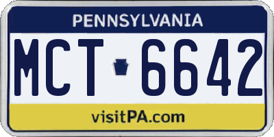 PA license plate MCT6642