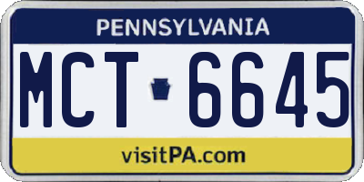PA license plate MCT6645