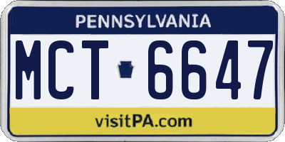PA license plate MCT6647