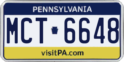 PA license plate MCT6648