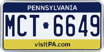 PA license plate MCT6649