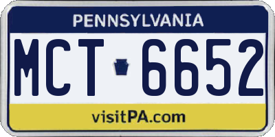 PA license plate MCT6652