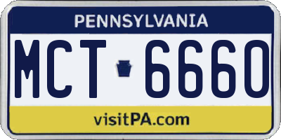 PA license plate MCT6660