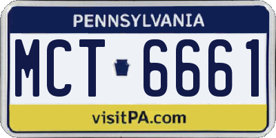 PA license plate MCT6661