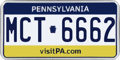 PA license plate MCT6662