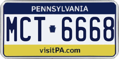 PA license plate MCT6668