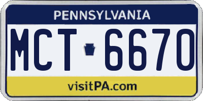 PA license plate MCT6670