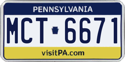 PA license plate MCT6671