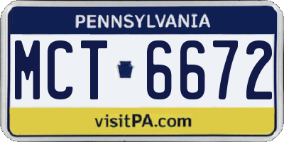 PA license plate MCT6672