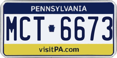 PA license plate MCT6673