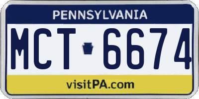 PA license plate MCT6674