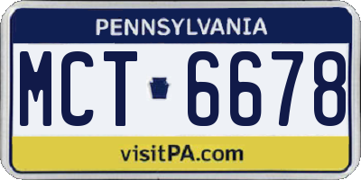 PA license plate MCT6678