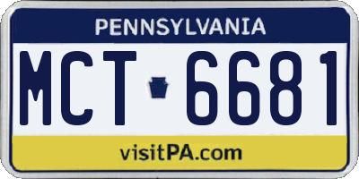 PA license plate MCT6681