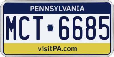 PA license plate MCT6685