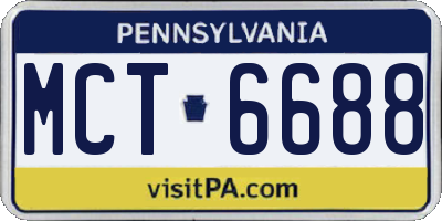 PA license plate MCT6688