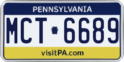 PA license plate MCT6689