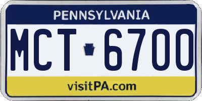 PA license plate MCT6700